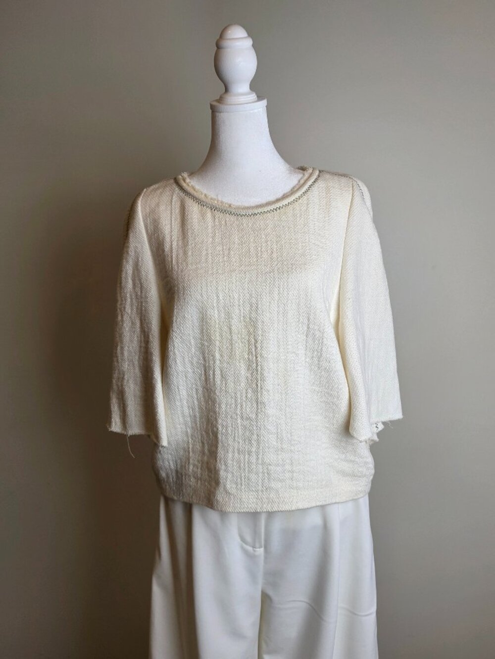 3.1 Phillip Lim Linen‑Blend Tweed Top — Size 4